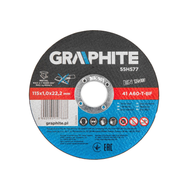 Metalo pjovimo diskai 115 x 1,0 x 22,2 mm, 41 A60-T-BF, 10 vienetų plėvelė