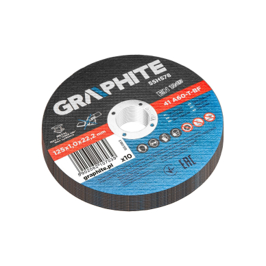 Metalo pjovimo diskai 125 x 1,0 x 22,2 mm, 41 A60-T-BF, 10 vnt. 6