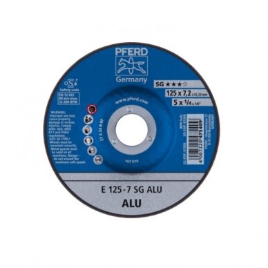 Metalo šlifavimo diskas Ø125x7x22mm E125-7 A 24 N SG ALU PFERD 1 Metalo šlifavimo diskas Ø125x7x22mm E125-7 A 24 N SG ALU PFERD 1