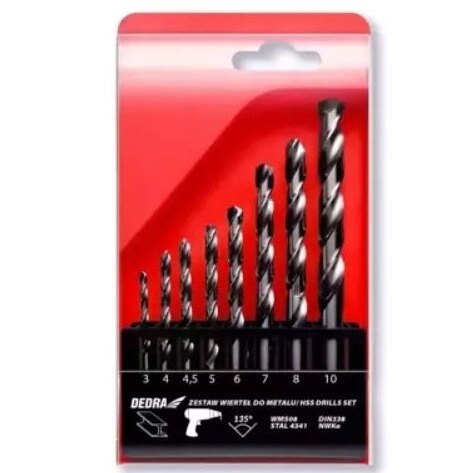 Metalo grąžtų rinkinys DEDRA WMS08, 4, 4,5, 5, 6, 7, 8, 10 mm 1