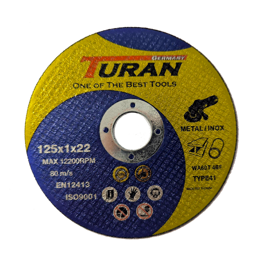 Metalo pjovimo diskas TURAN EN12413, 125x1x22 mm Metalo pjovimo diskas TURAN EN12413, 125x1x22 mm