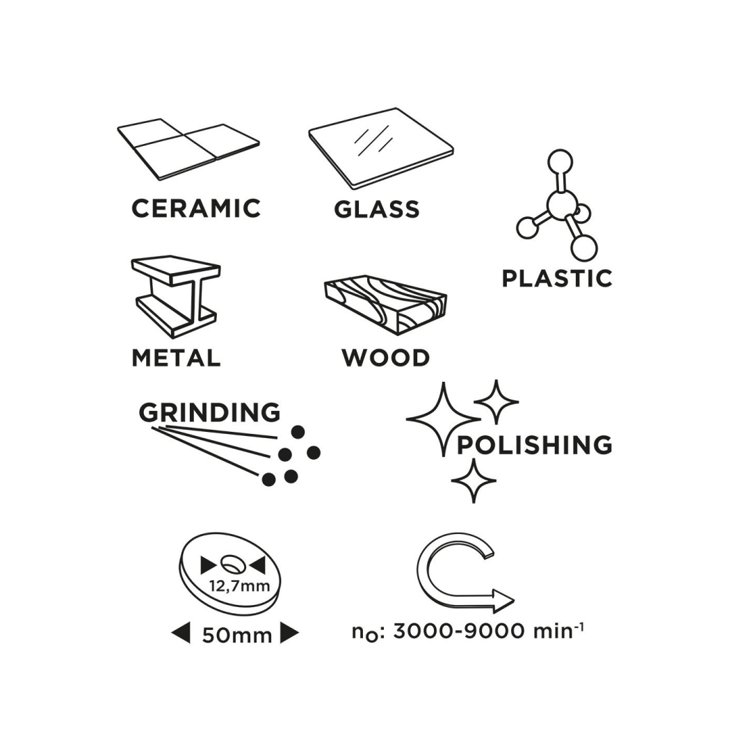 Mini šlifuoklio GRAPHITE 58G095 priedų rinkinys 8 Mini šlifuoklio GRAPHITE 58G095 priedų rinkinys 8