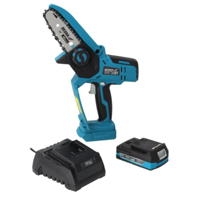 Mini akumuliatorinis grandininis pjūklas Dedra DED7031, 18 V, 2.0 Ah Mini akumuliatorinis grandininis pjūklas Dedra DED7031, 18 V, 2.0 Ah