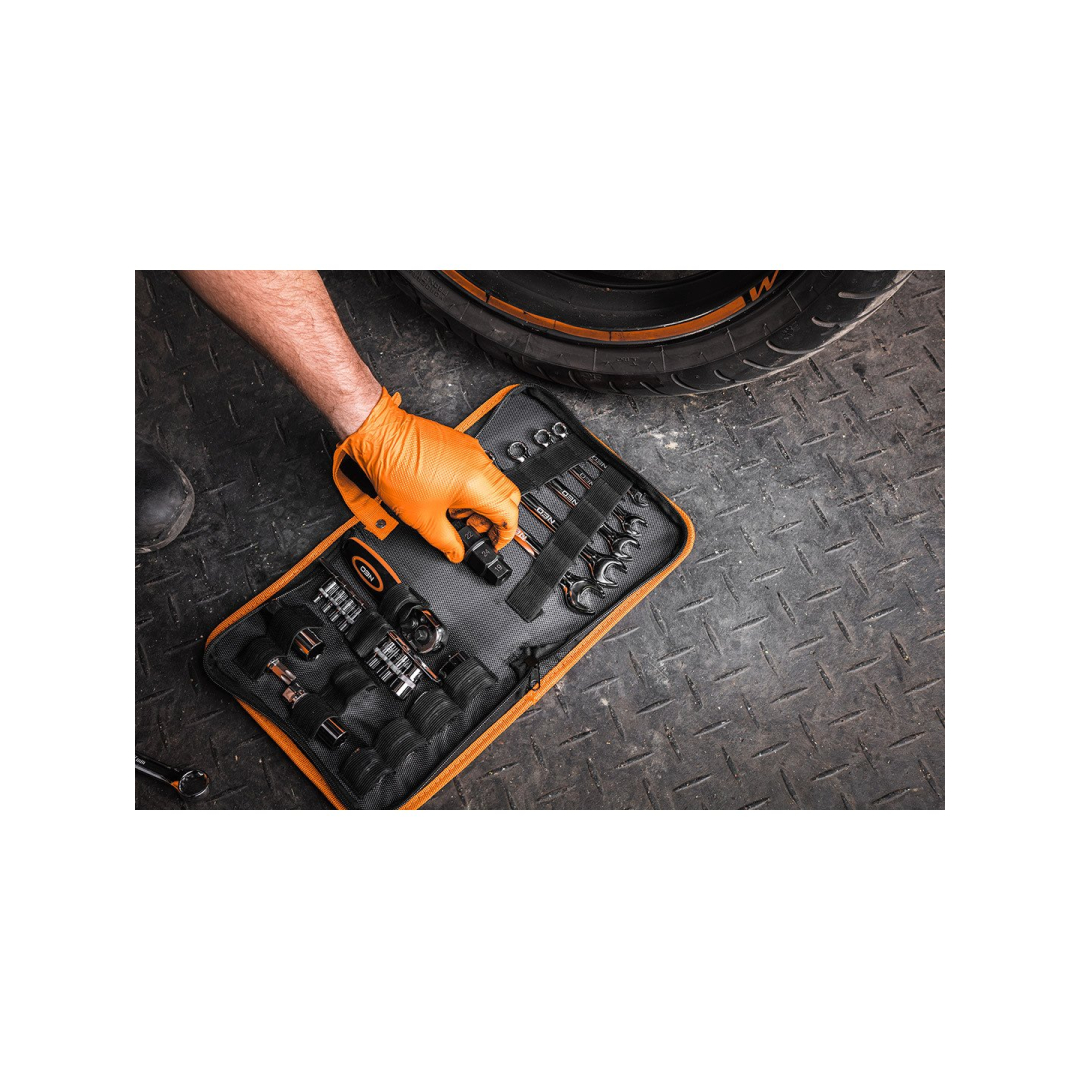 Motociklo įrankių rinkinys - 25 vnt. - minkštas dėklas 2 Motociklo įrankių rinkinys - 25 vnt. - minkštas dėklas 2