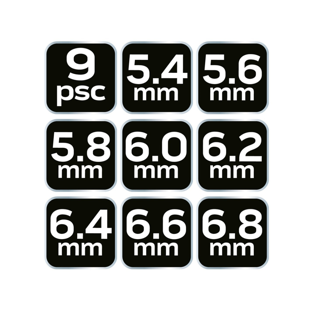 Motociklo stipinų veržliarakčių rinkinys 9 vnt. 7 Motociklo stipinų veržliarakčių rinkinys 9 vnt. 7