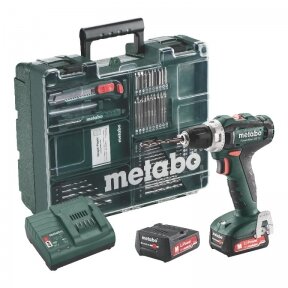 Mobilus meistro rinkinys PowerMaxx BS 12V 63 priedai 2,0Ah, Metabo