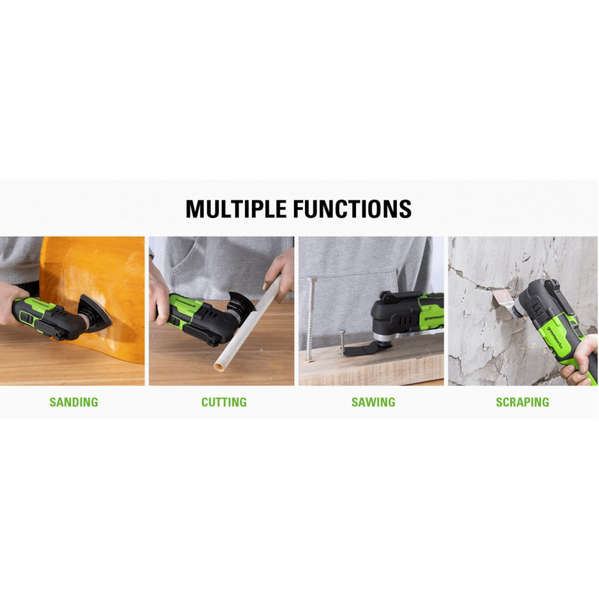 Akumuliatorinis daugiafunkcinis įrankis Greenworks G24MT, 24 V, (tik įrankis) 5 Akumuliatorinis daugiafunkcinis įrankis Greenworks G24MT, 24 V, (tik įrankis) 5