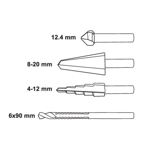 Multi frezavimo komplektas | HSS | padengti titanu | 4 vnt. (22640) 1 Multi frezavimo komplektas | HSS | padengti titanu | 4 vnt. (22640) 1