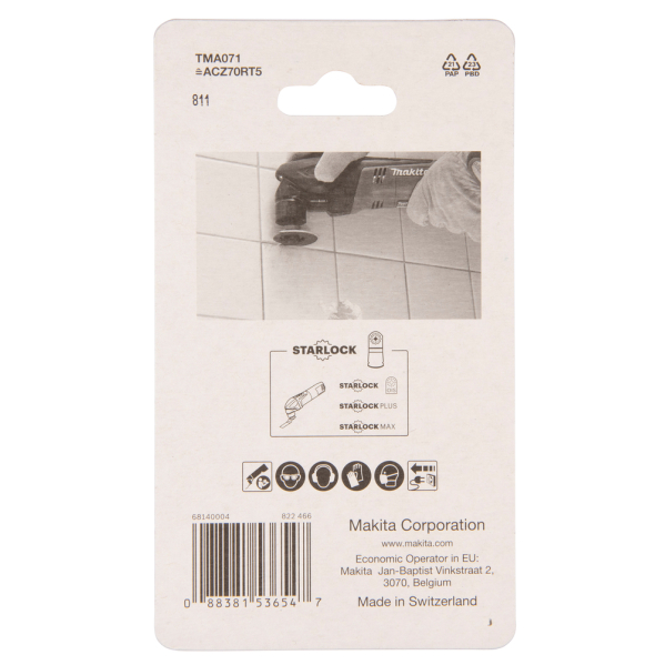 Multitool segmentiniai ašmenys Makita B-65040, HM 70mm 1 Multitool segmentiniai ašmenys Makita B-65040, HM 70mm 1