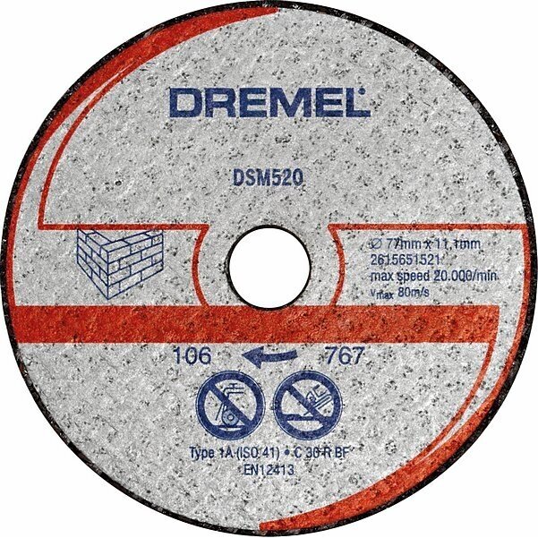 Mūro pjovimo diskas Dremel, 77 mm, 2615S520JB Mūro pjovimo diskas Dremel, 77 mm, 2615S520JB