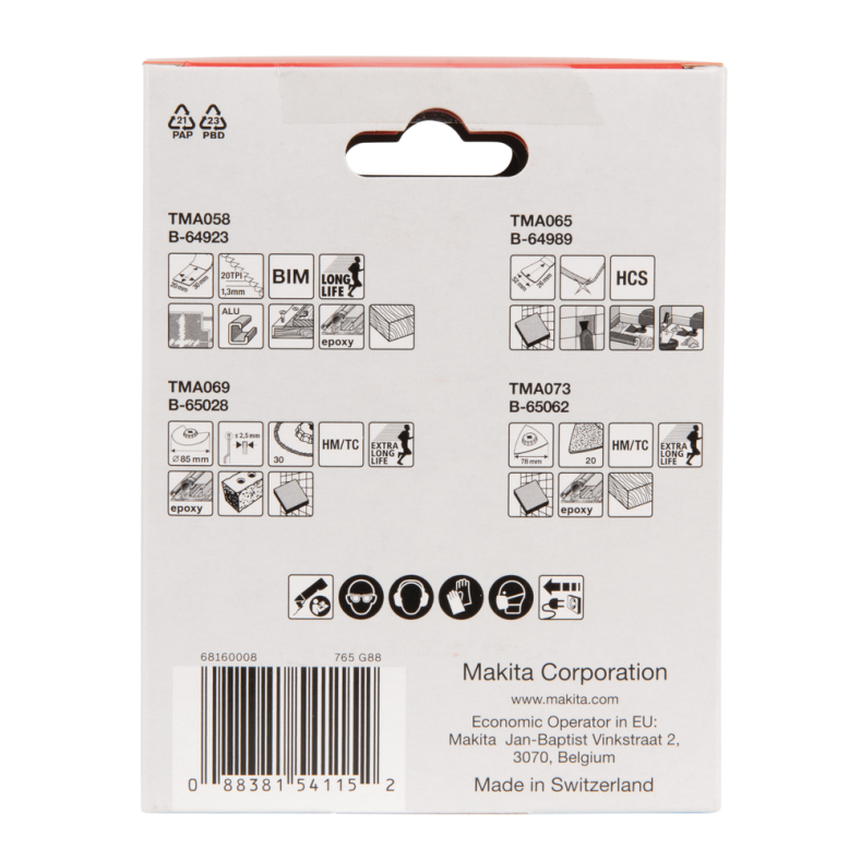 MULTITOOL priedų rinkinys Makita B-67496, 4 vnt. 3 MULTITOOL priedų rinkinys Makita B-67496, 4 vnt. 3