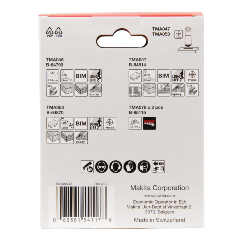 MULTITOOL priedų rinkinys Makita B-67511, 5 vnt. 2 MULTITOOL priedų rinkinys Makita B-67511, 5 vnt. 2