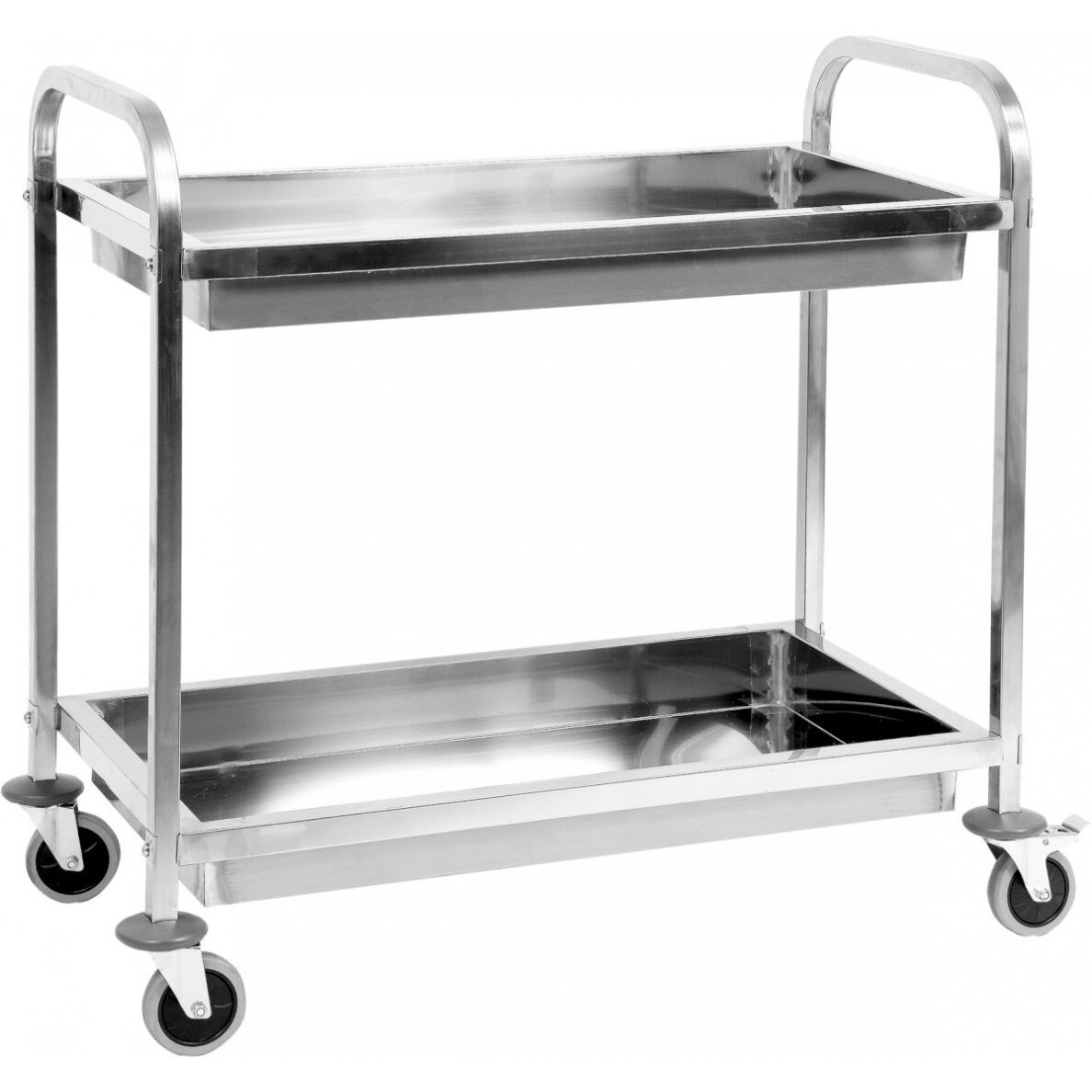 Nerūdijančio plieno serviravimo vežimėlis su 2 lentynom įgilintas (YG-09099)