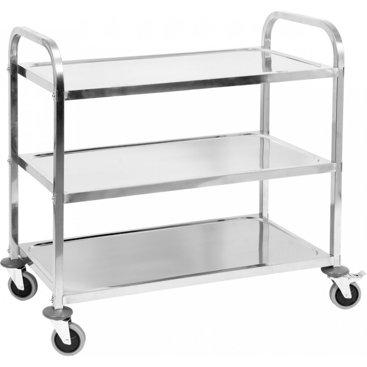 Nerūdijančio plieno serviravimo vežimėlis su 3 lentynom 950x500x950 (YG-09096)