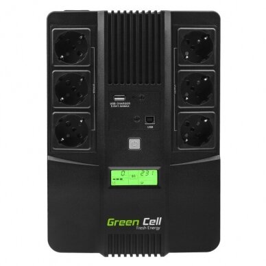Nepertraukiamo maitinimo šaltinis (UPS) Green Cell UPS07, UPS AiO 800VA LCD