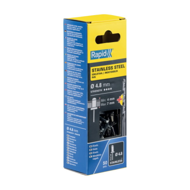 Nerūdijančio plieno kniedės 4,8x10mm 50vnt + Drill C, Rapid 1