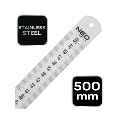 Nerūdijančio plieno liniuotė, 50 cm 7 Nerūdijančio plieno liniuotė, 50 cm 7