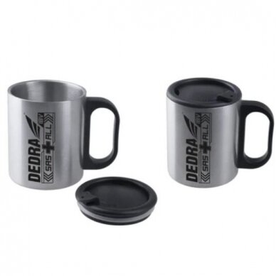 Nerūdijančio plieno puodelis su dangteliu DEDRA DED69201 1 Nerūdijančio plieno puodelis su dangteliu DEDRA DED69201 1