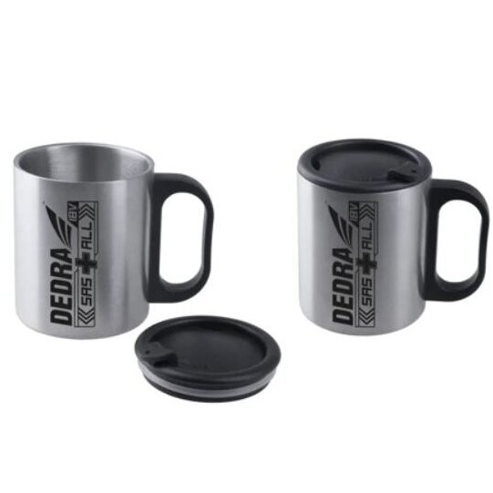 Nerūdijančio plieno puodelis su dangteliu DEDRA DED69201 1 Nerūdijančio plieno puodelis su dangteliu DEDRA DED69201 1