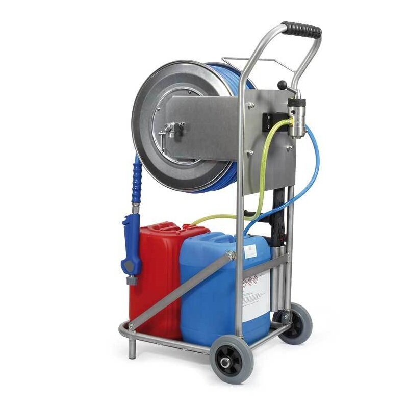 Nerūdijančio plieno vežimėlis plovimo priedams ir chemijai R+M 1