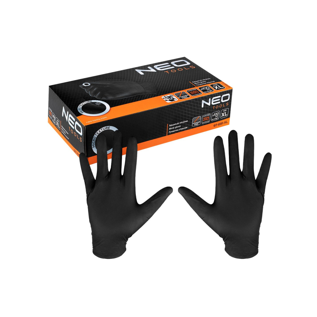 Nitrilo pirštinės, juodos, 100 vnt., XL dydžio Nitrilo pirštinės, juodos, 100 vnt., XL dydžio