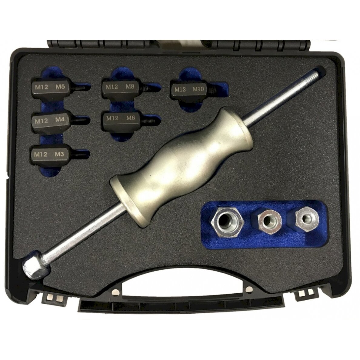 Nuėmėjas / atbulinis plaktukas su adapteriais | vidinių ir išorinių sriegių detatalėms | 10 vnt. (SH10A) Nuėmėjas / atbulinis plaktukas su adapteriais | vidinių ir išorinių sriegių detatalėms | 10 vnt. (SH10A)