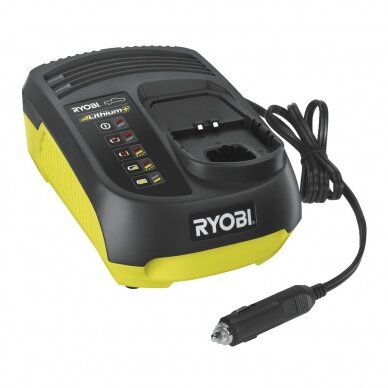 ONE+ automobilinis įkroviklis Ryobi RC18118C, 18V ONE+ automobilinis įkroviklis Ryobi RC18118C, 18V