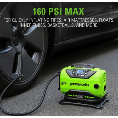 Akumuliatorinis oro kompresorius Greenworks G24IN, 24 V, (tik įrankis) 5 Akumuliatorinis oro kompresorius Greenworks G24IN, 24 V, (tik įrankis) 5