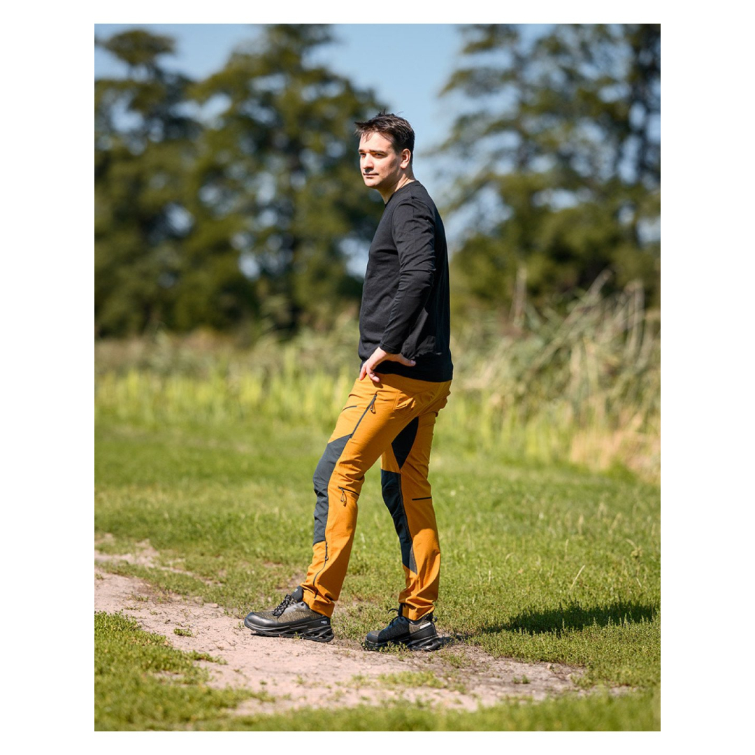 OUTDOOR darbinės kelnės, 4 kryptimis, garstyčių spalvos, dydis XS 2 OUTDOOR darbinės kelnės, 4 kryptimis, garstyčių spalvos, dydis XS 2