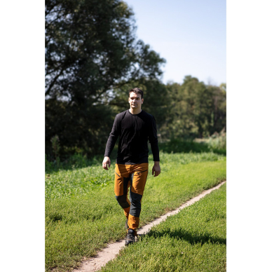 OUTDOOR darbinės kelnės, 4 krypčių ruožas, garstyčių pilka, dydis XXXL 3