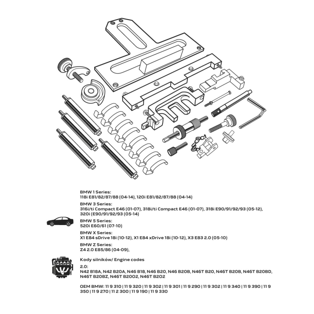 Paskirstymo veleno fiksavimo komplektas - BMW benzininiam varikliui 6