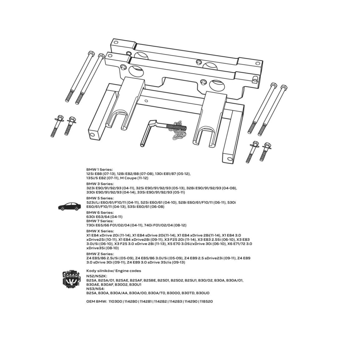 Paskirstymo veleno fiksavimo komplektas, BMW benzininiam varikliui 6