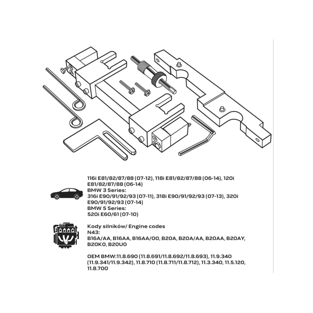Paskirstymo veleno fiksavimo komplektas - BMW benzininiam varikliui 6 Paskirstymo veleno fiksavimo komplektas - BMW benzininiam varikliui 6