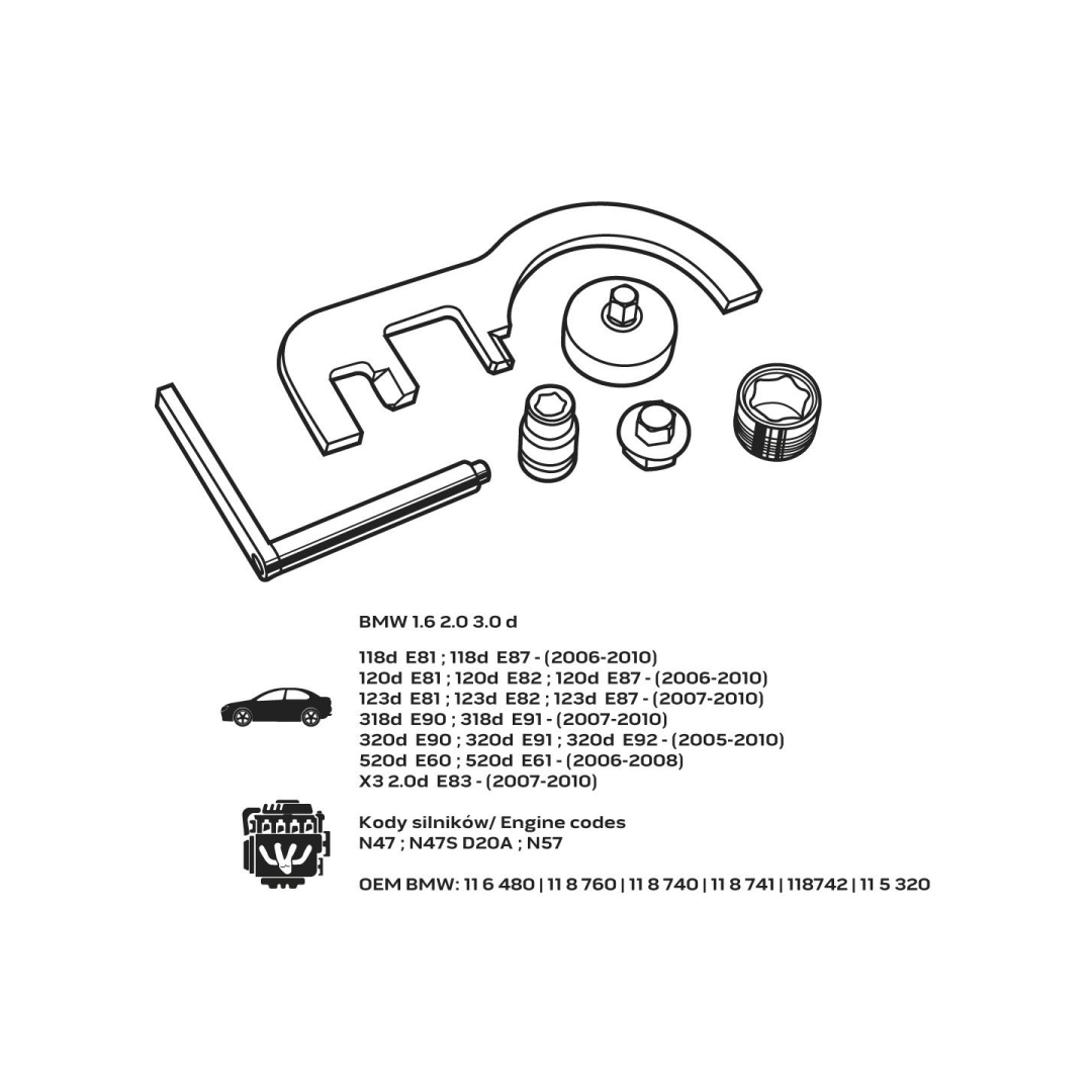 Paskirstymo veleno fiksavimo komplektas - BMW disel engine 8 Paskirstymo veleno fiksavimo komplektas - BMW disel engine 8