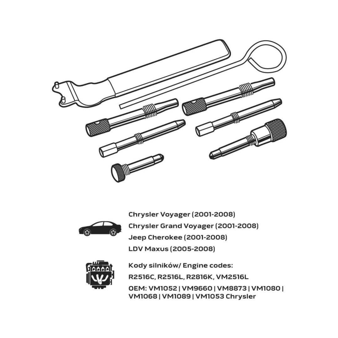 Paskirstymo veleno fiksavimo komplektas - Chrysler/Jeep dyzeliniam varikliui 7 Paskirstymo veleno fiksavimo komplektas - Chrysler/Jeep dyzeliniam varikliui 7