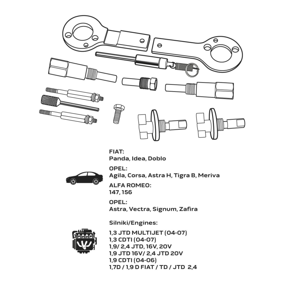 Paskirstymo veleno fiksavimo komplektas - Fiat/GM dyzeliniam varikliui 8