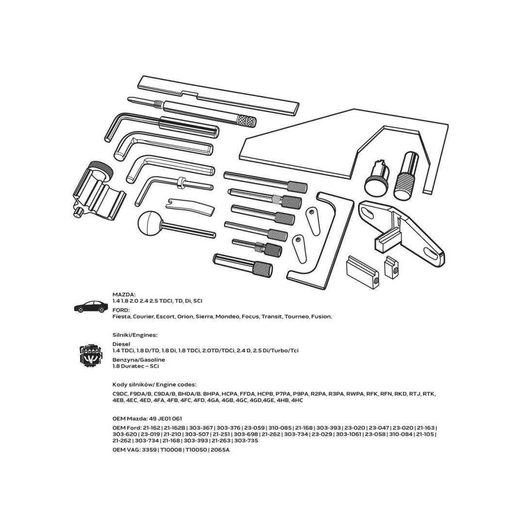 Paskirstymo veleno fiksavimo komplektas - Mazda/Ford gasoline and dyzeliniam varikliui 6