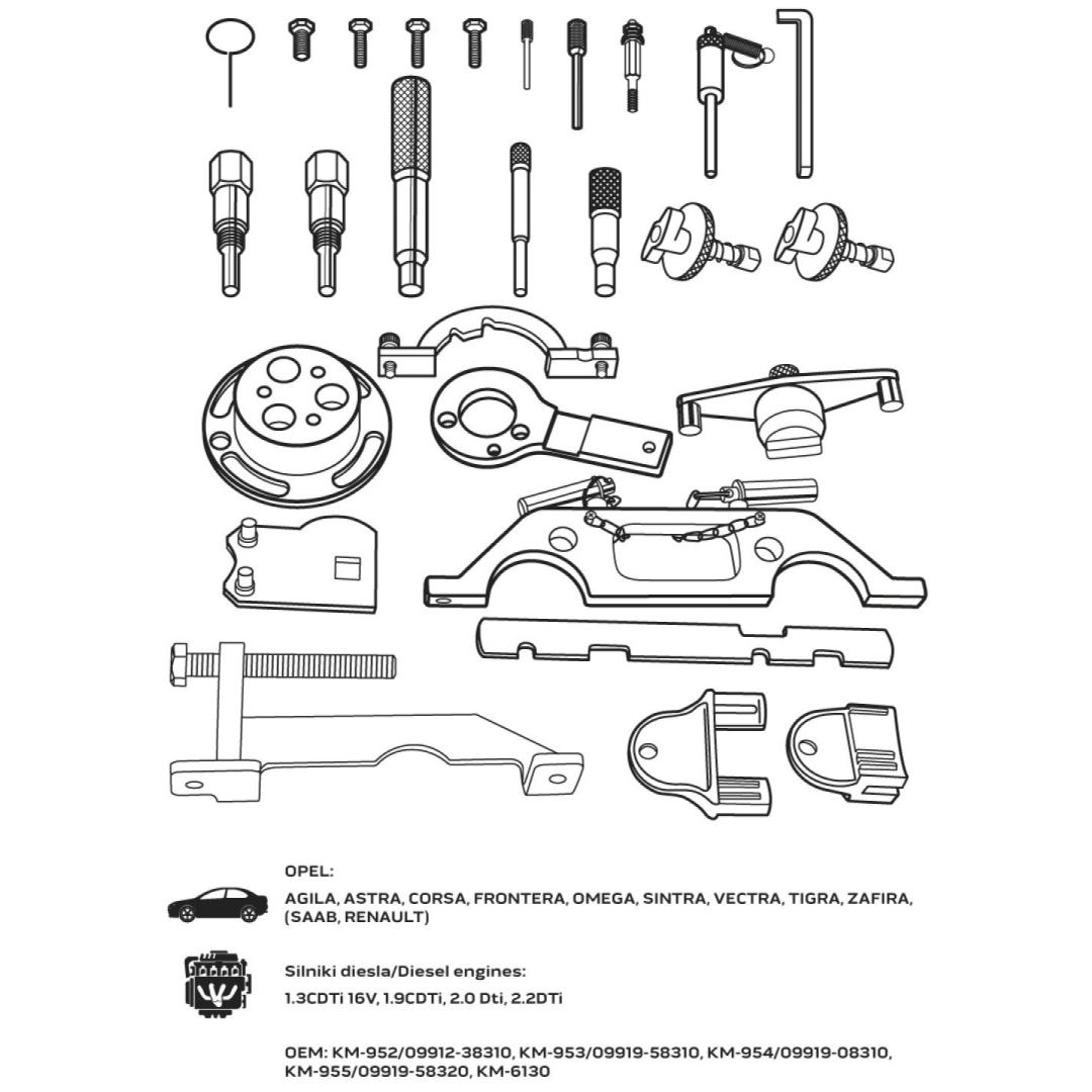 Paskirstymo veleno fiksavimo komplektas - Opel dyzeliniam varikliui 6