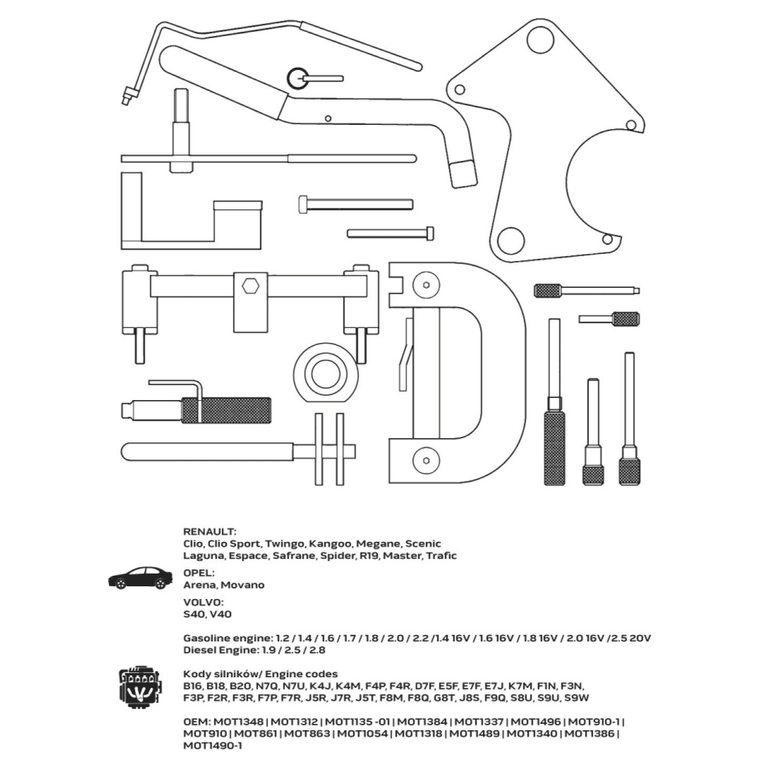 Paskirstymo veleno fiksavimo komplektas - Reanult/Opel gasoline and disel engine 6