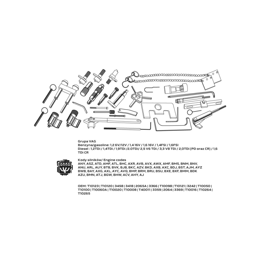 Paskirstymo veleno fiksavimo komplektas, VAG benzinas ir dyzelinas 8