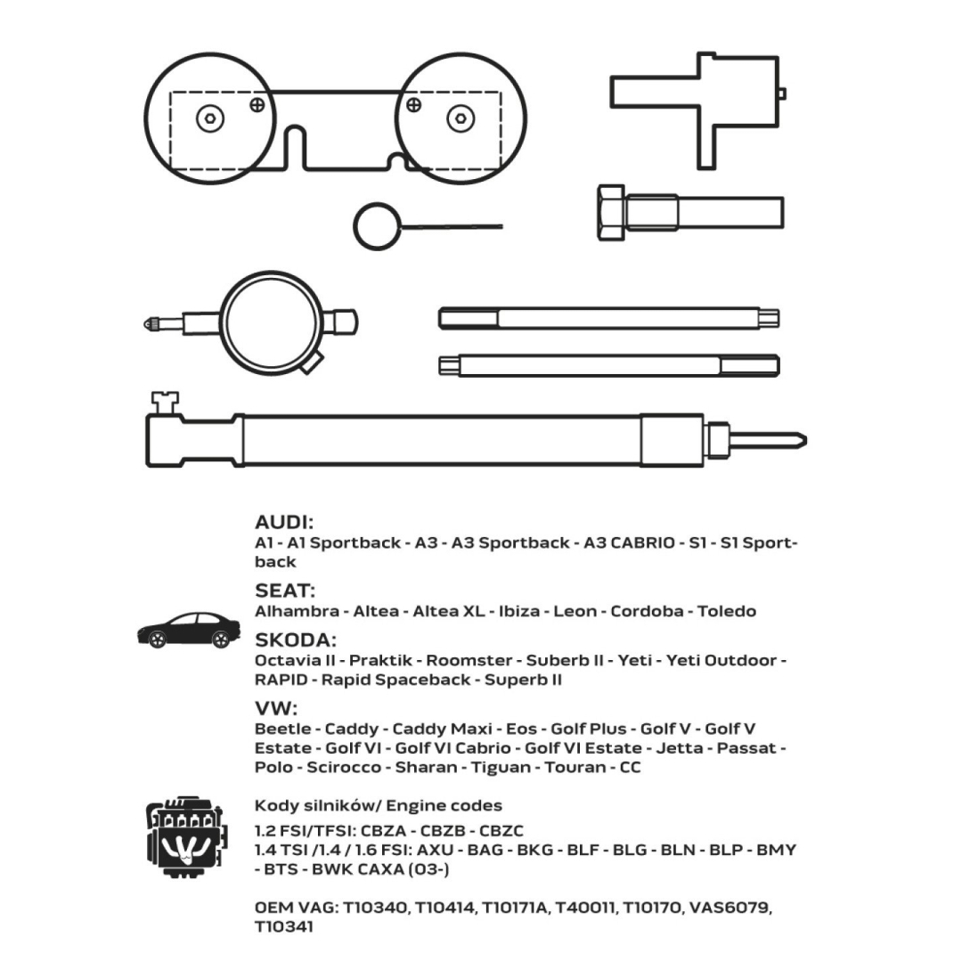 Paskirstymo veleno fiksavimo komplektas - VAG benzininiam varikliui 8