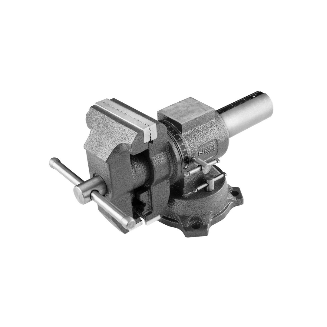 Pasukamas spyruoklinis spaustuvas 100 mm, 360 laipsnių kampu