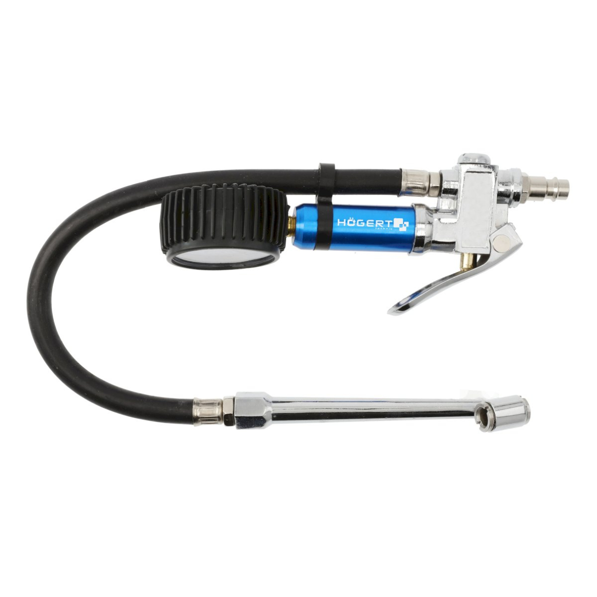 Padangų pripūtimo pistoletas su manometru 8Bar/450mm. HOGERT HT4R758 Padangų pripūtimo pistoletas su manometru 8Bar/450mm. HOGERT HT4R758