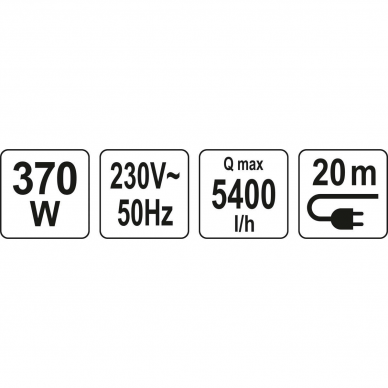 Panardinamas giluminis siurblys Yato, 370 W 5 Panardinamas giluminis siurblys Yato, 370 W 5