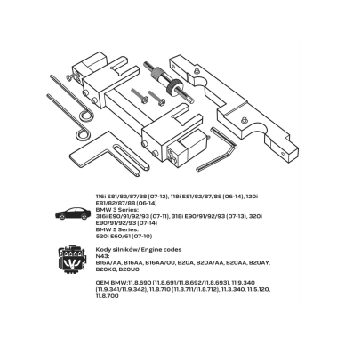 Paskirstymo veleno fiksavimo komplektas - BMW benzininiam varikliui 6 Paskirstymo veleno fiksavimo komplektas - BMW benzininiam varikliui 6