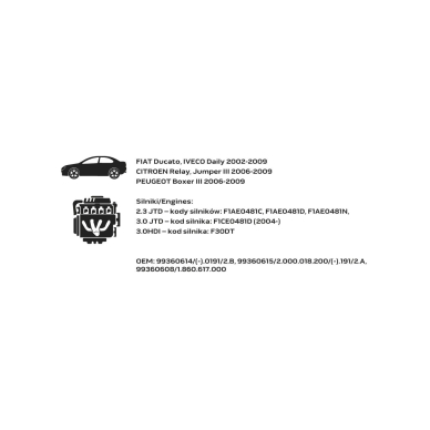 Paskirstymo veleno fiksavimo komplektas - Fiat/Peugeot dyzeliniam varikliui 6