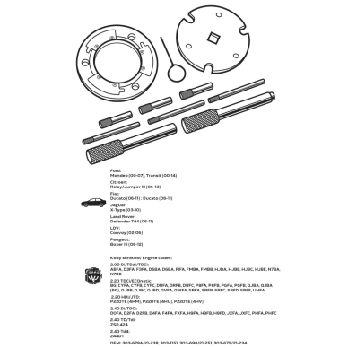 Paskirstymo veleno fiksavimo komplektas - Ford/Citroen/Fiat/Jaguar/Land Rover/LDV/Peugeot dyzeliniam varikliui 7
