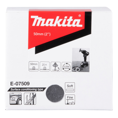 Paviršiaus paruošimo padas Makita E-07509, 50mm, minkštas, švelnus, 25vnt./kompl. 1 Paviršiaus paruošimo padas Makita E-07509, 50mm, minkštas, švelnus, 25vnt./kompl. 1