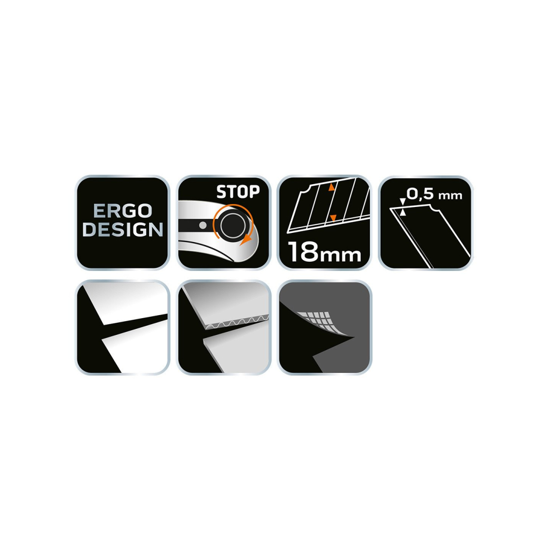 Peilis su nulaižiama geležte 18 mm 8 Peilis su nulaižiama geležte 18 mm 8