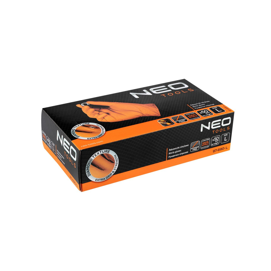 Perforuotos nitrilo pirštinės, oranžinės, 50 vienetų, L dydis 1